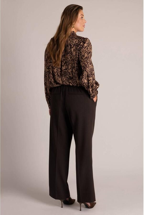 Yest Curve Plus Size straight leg pantalon donkerbruin - Foto 2