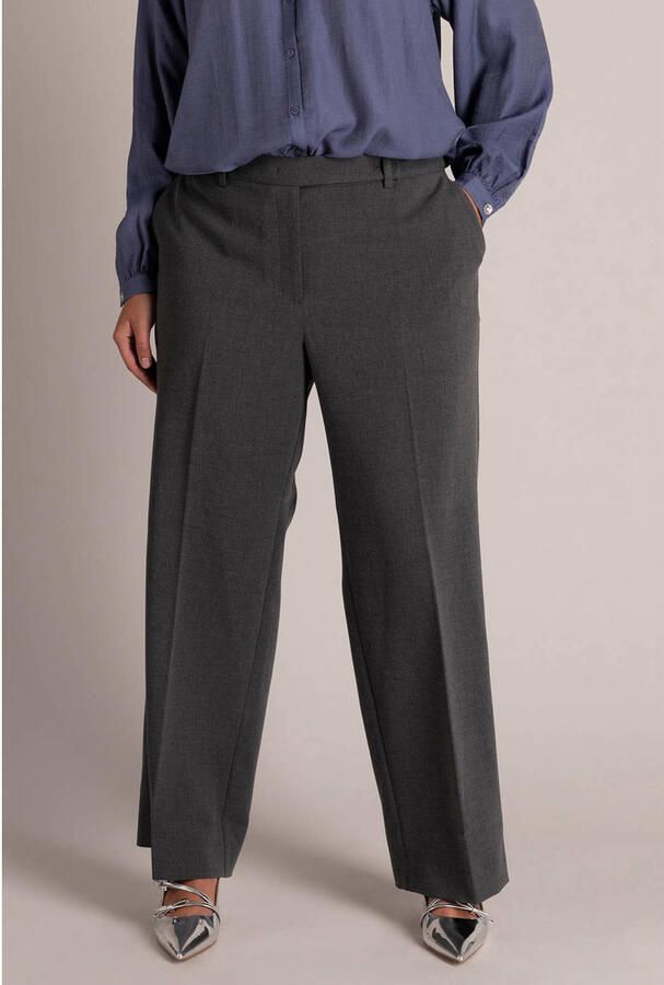 Yest Curve Plus Size straight leg pantalon grijs
