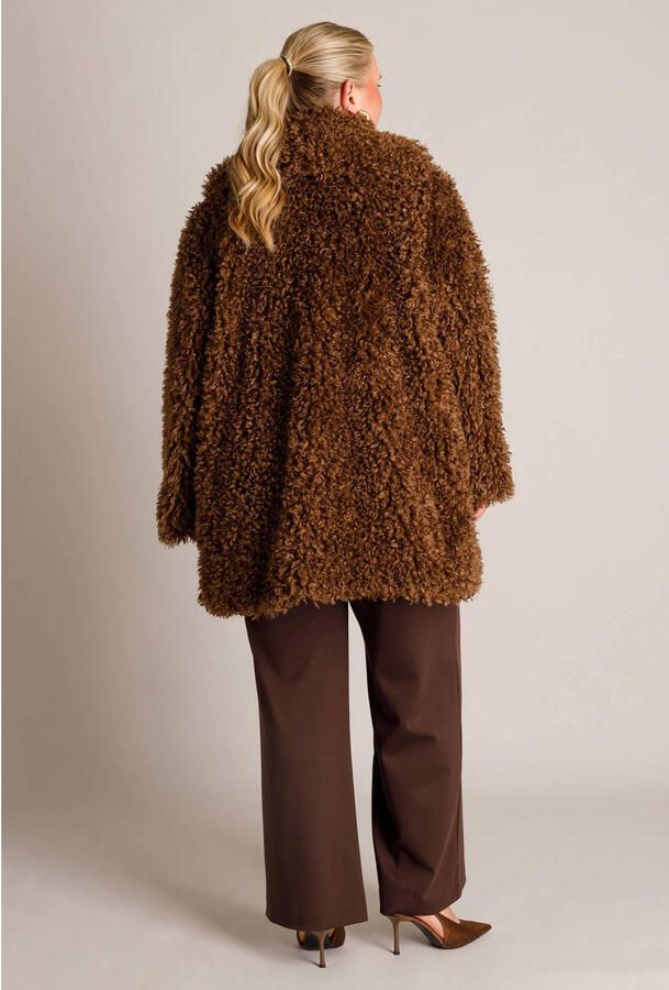 Yest Curve Plus Size teddy winterjas bruin - Foto 2