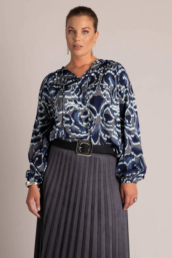 Yest Curve Plus Size top met print blauw