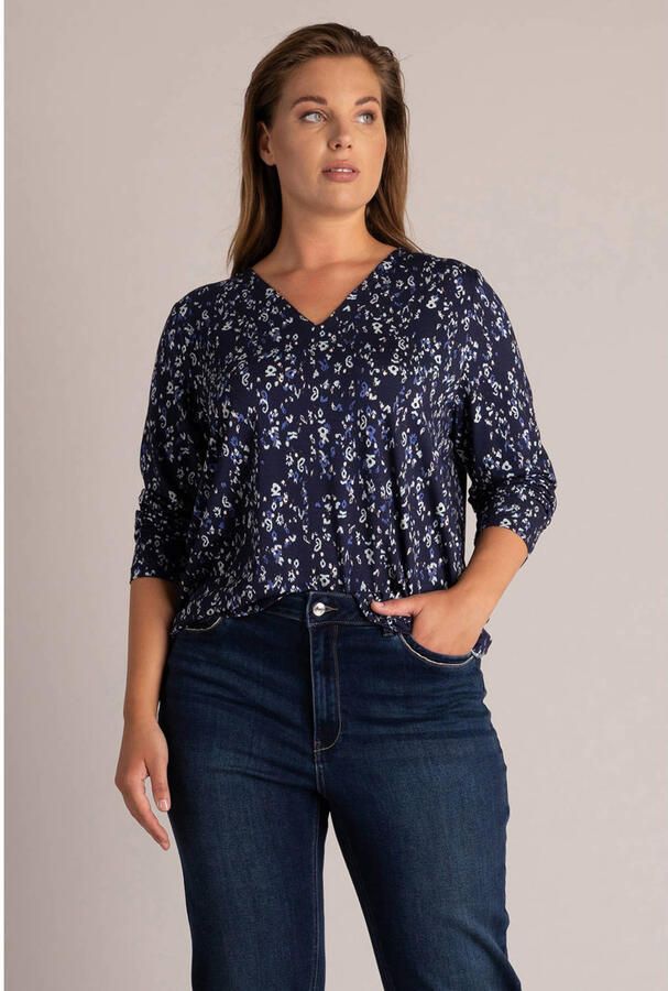 Yest Curve Plus Size top met print donkerblauw