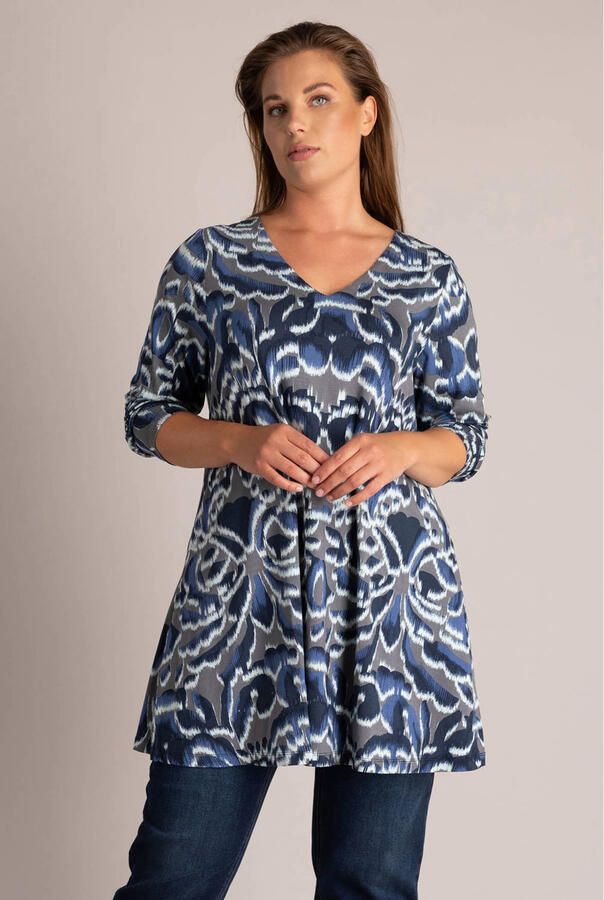 Yest Curve Plus Size top met print grijs blauw