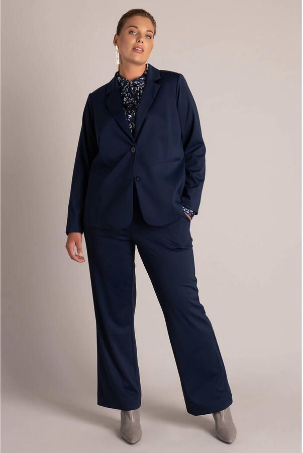 Yest Curve Plus Size travelstof regular fit blazer donkerblauw