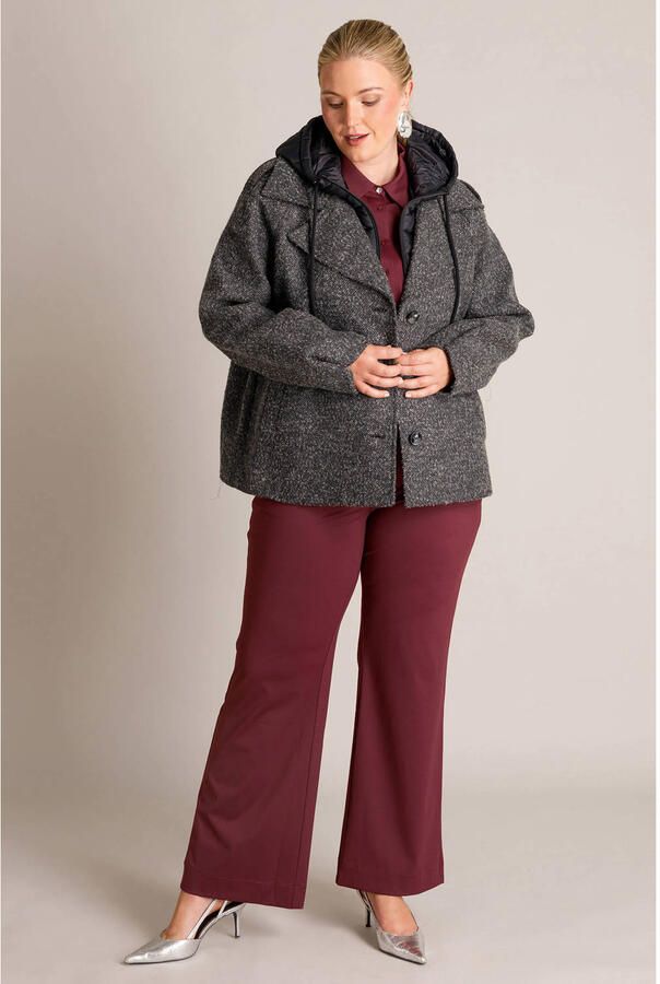 Yest Curve Plus Size winterjas met wol grijs - Foto 3