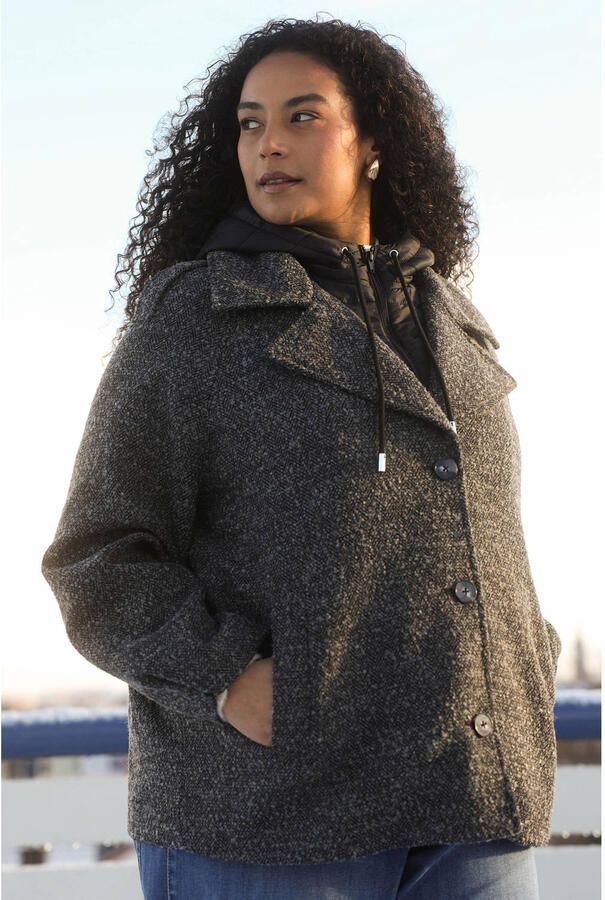 Yest Curve Plus Size winterjas met wol grijs - Foto 2