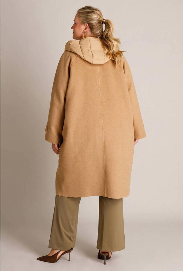 Yest Curve Plus Size wintermantel met wol camel - Foto 3