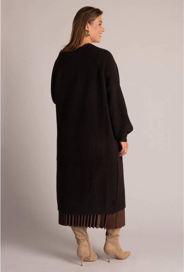 Yest Curve Plus Size wollen lang gebreid vest donkerbruin - Foto 2