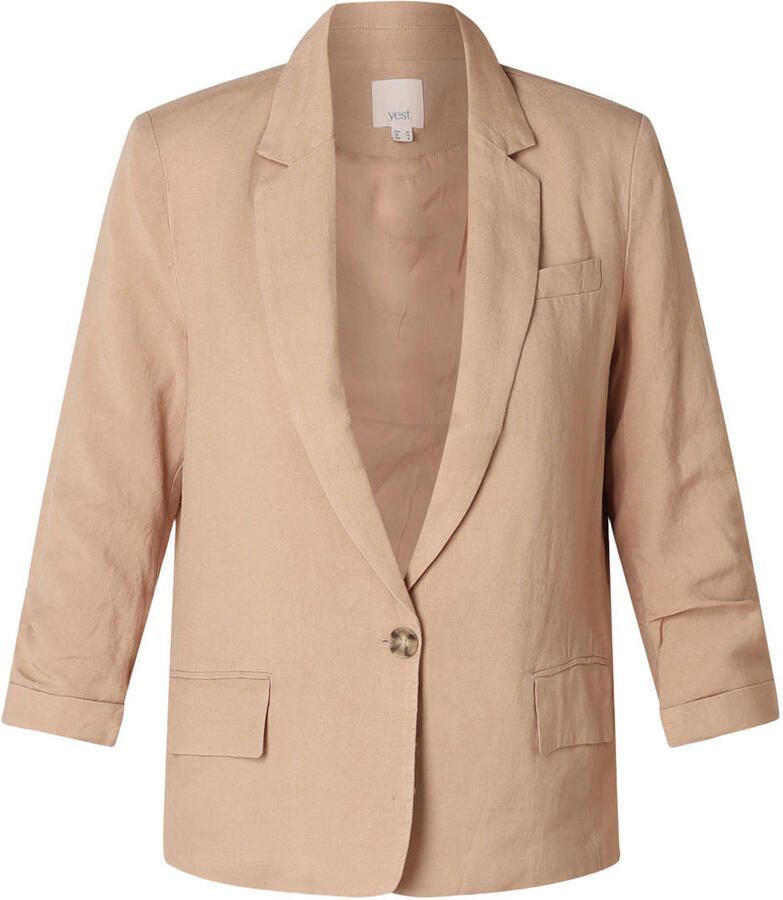 Yest Curve regular blazer met linnen camel - Foto 2