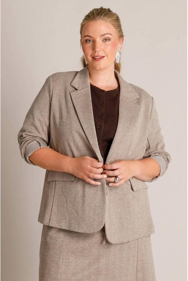 Yest Curve regular blazer Plus Size grijsgroen