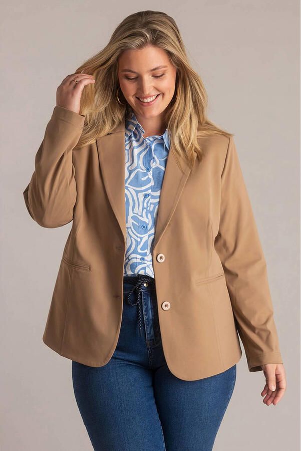 Yest Curve regular blazer travelstof camel