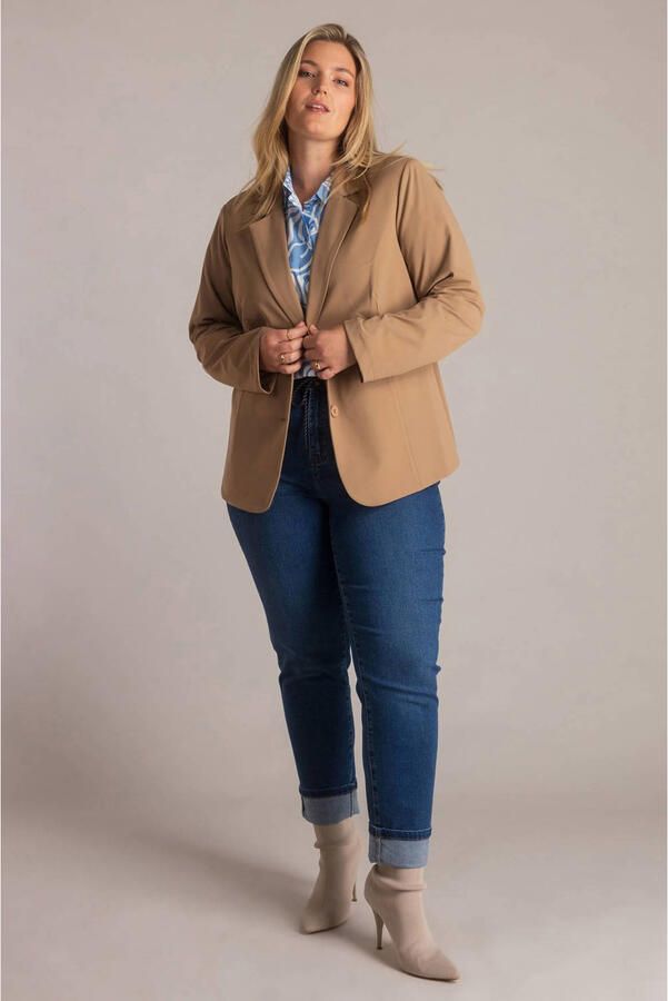Yest Curve regular blazer travelstof camel - Foto 2