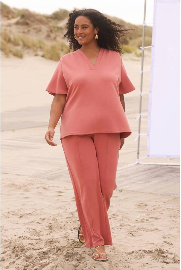 Yest Curve regular high waist broek roze - Foto 2