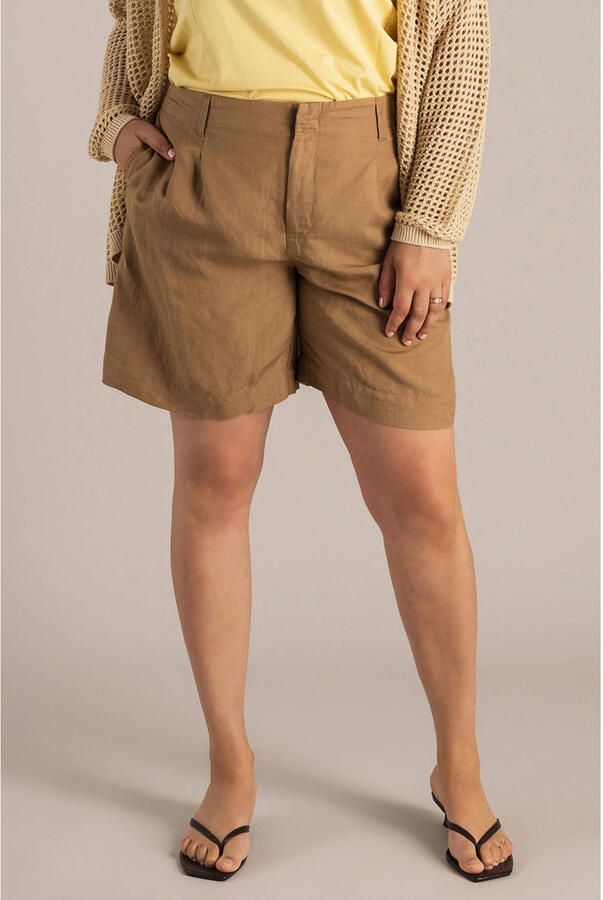 Yest Curve regular high waist casual short met linnen taupe