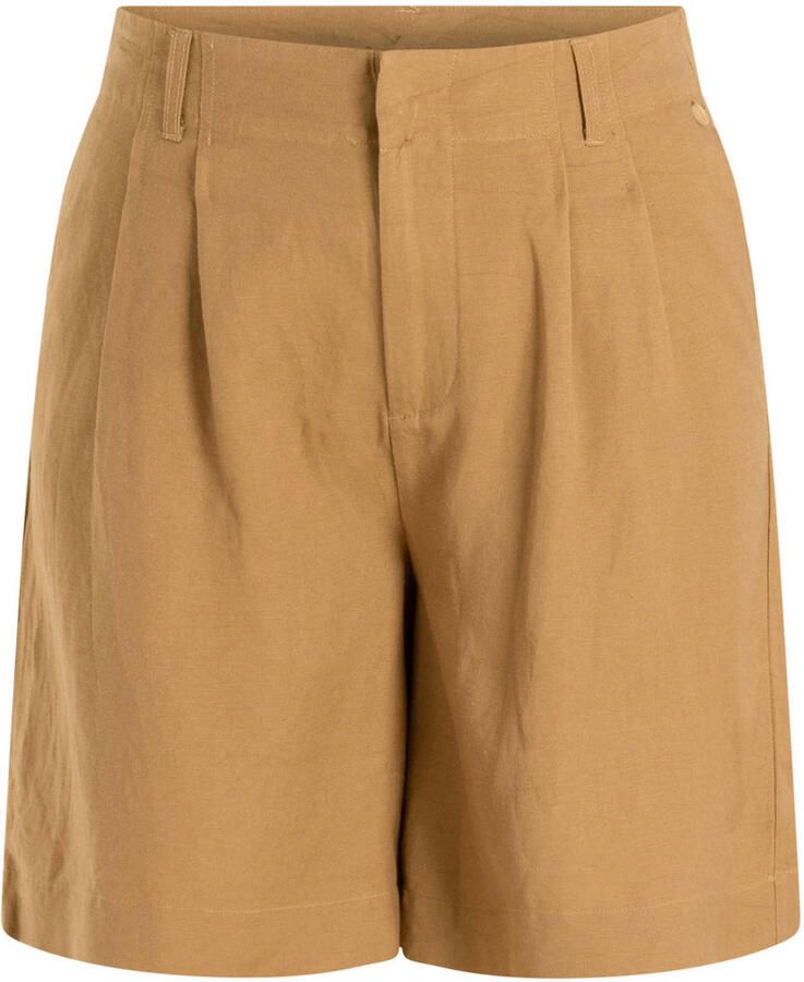 Yest Curve regular high waist casual short met linnen taupe - Foto 2