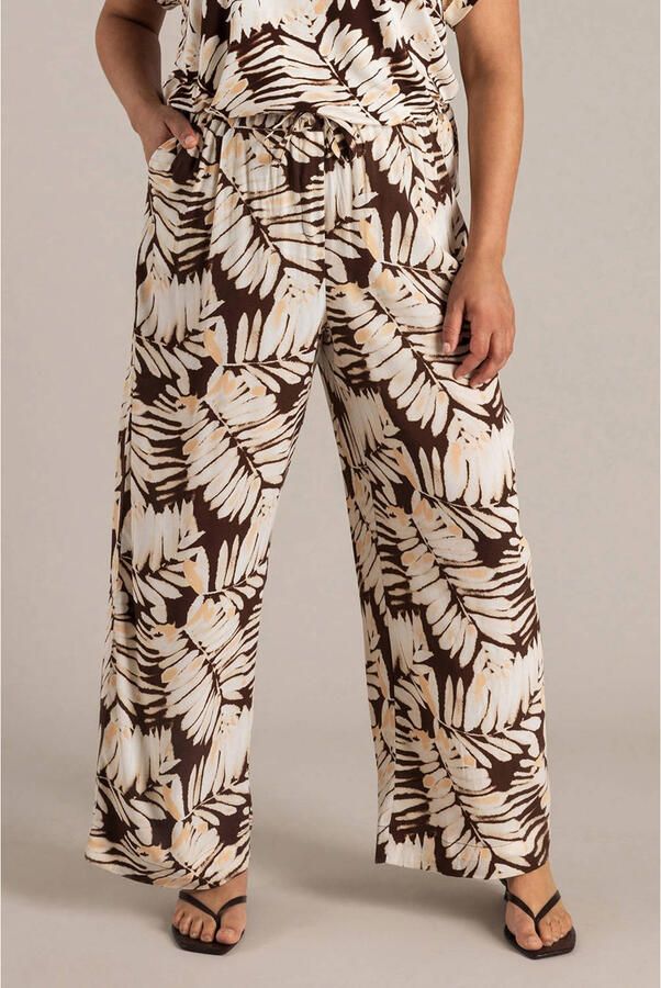 Yest Curve regular high waist gebloemde broek ecru