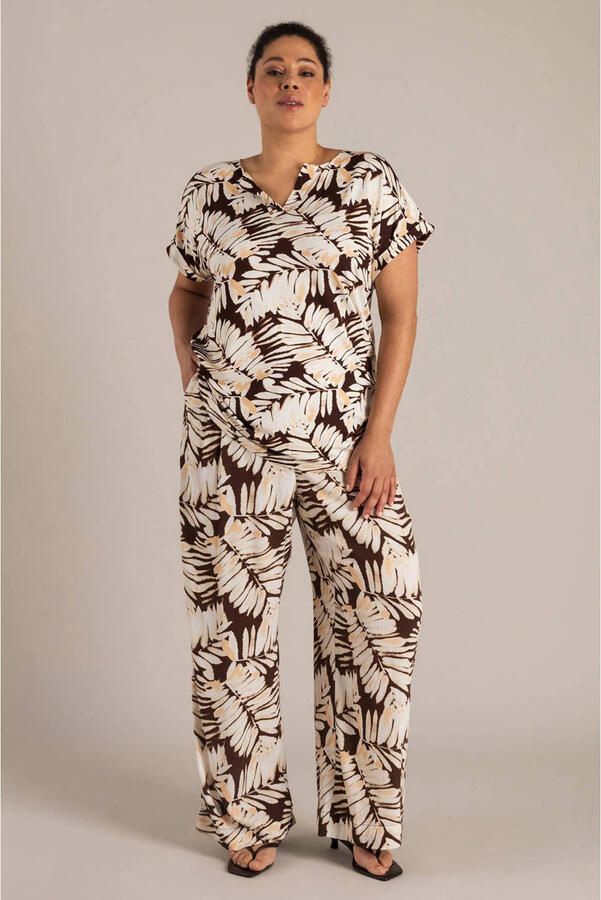 Yest Curve regular high waist gebloemde broek ecru - Foto 2