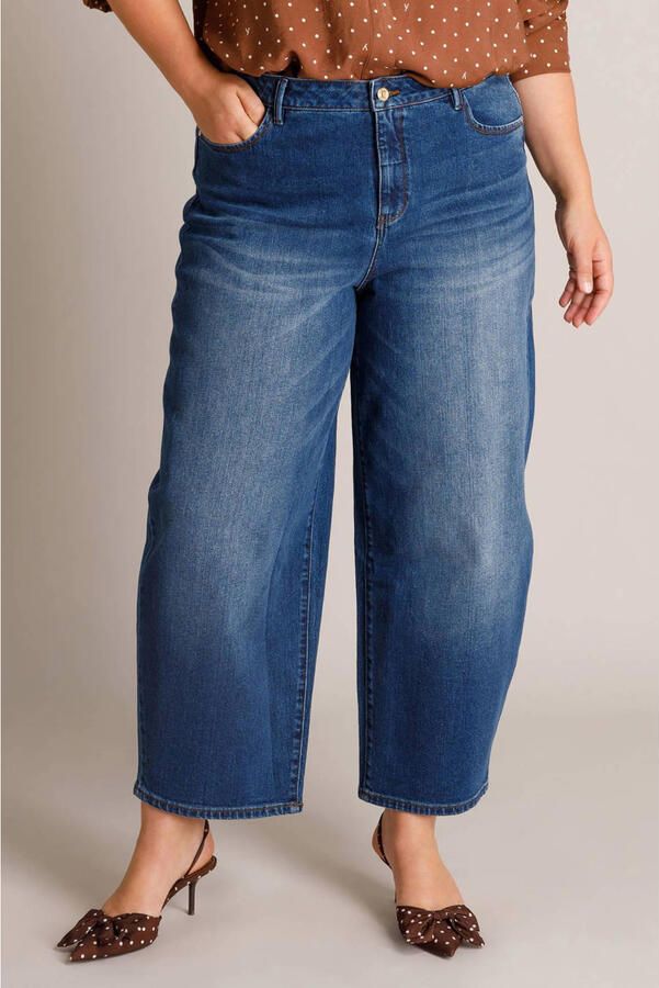 Yest Curve regular waist barrel jeans Plus Size donkerblauw