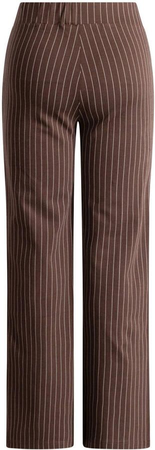 Yest Curve regular waist wide leg gestreepte broek bruin - Foto 3