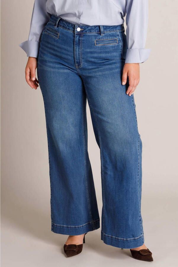 Yest Curve regular waist wide leg jeans Plus Size medium blauw