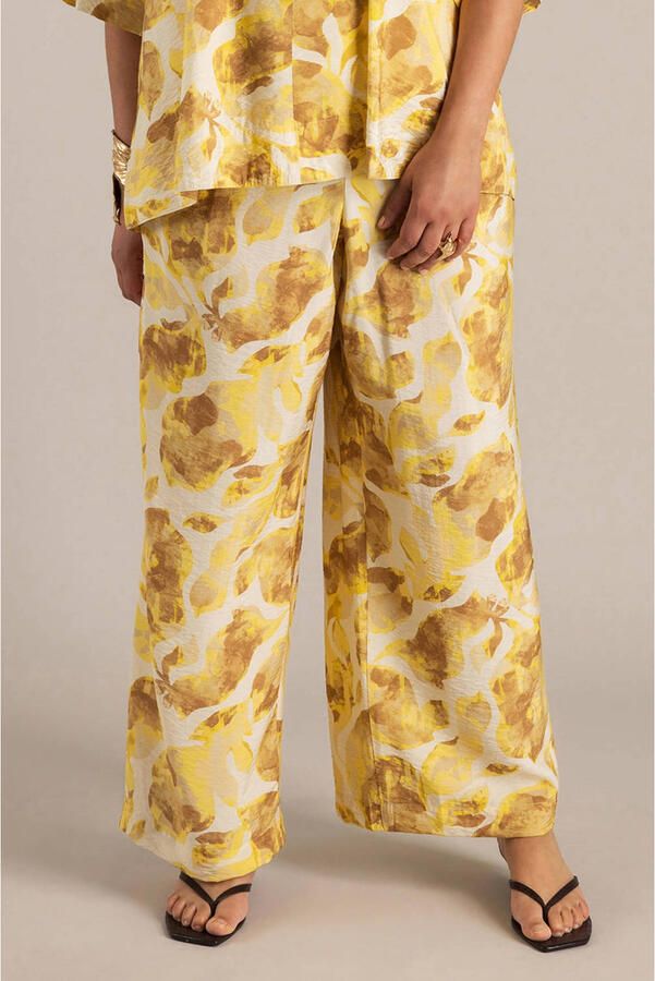 Yest Curve regular waist casual broek geel