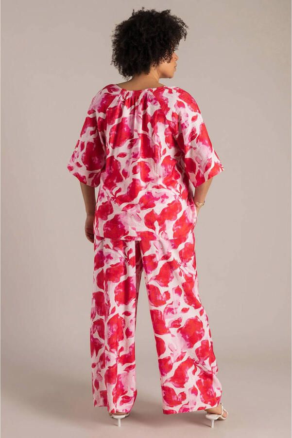 Yest Curve regular waist gebloemde casual broek rood - Foto 2