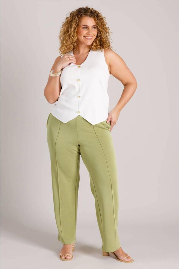 Yest Curve slim regular waist broek groen - Foto 2