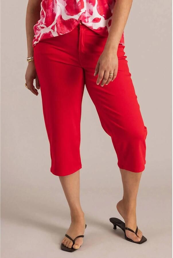 Yest Curve slim regular waist cropped broek rood