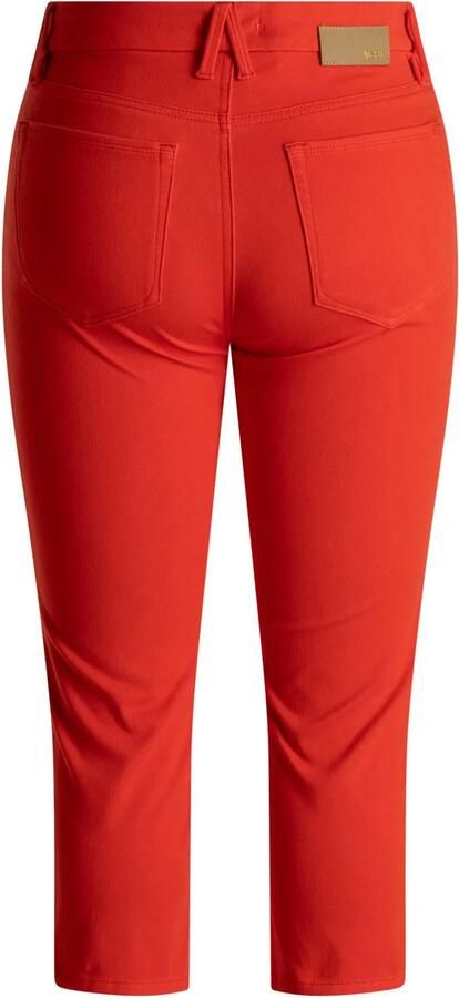 Yest Curve slim regular waist cropped broek rood - Foto 3