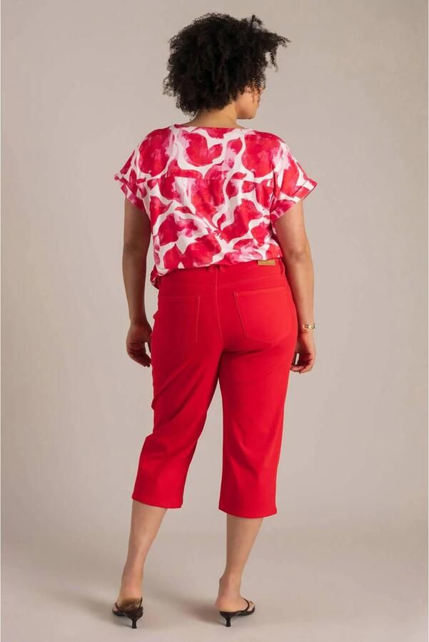 Yest Curve slim regular waist cropped broek rood - Foto 2