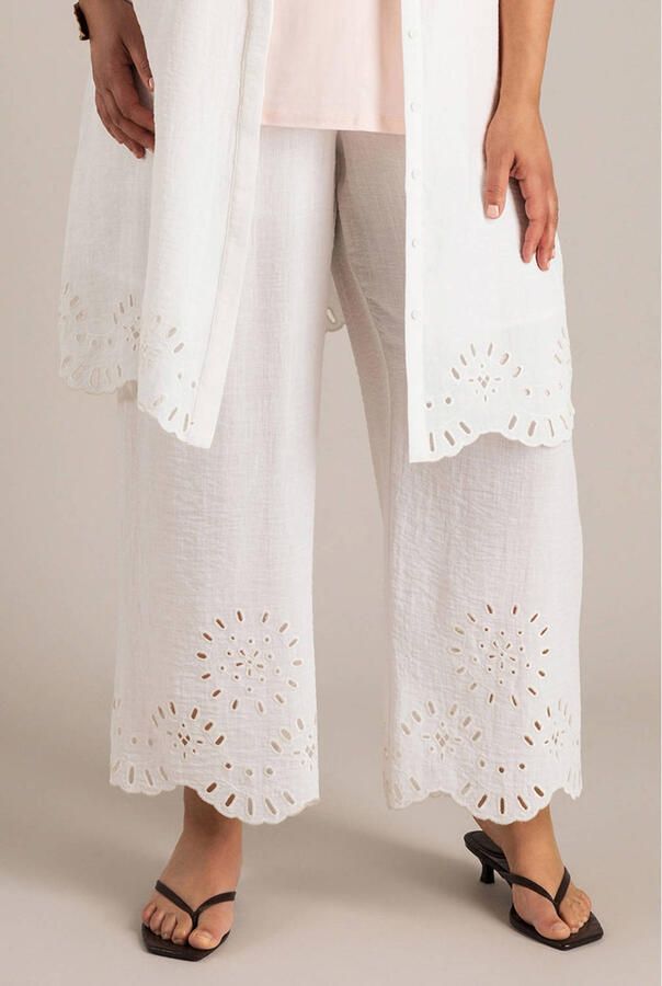 Yest Curve straight high waist broek broderie wit