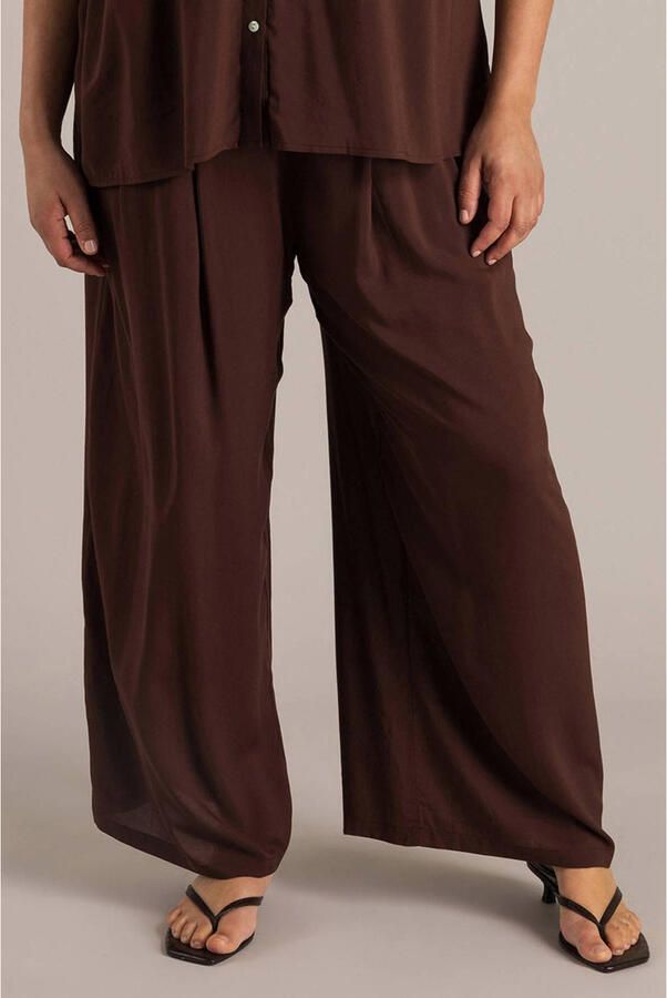 Yest Curve straight high waist broek donkerbruin