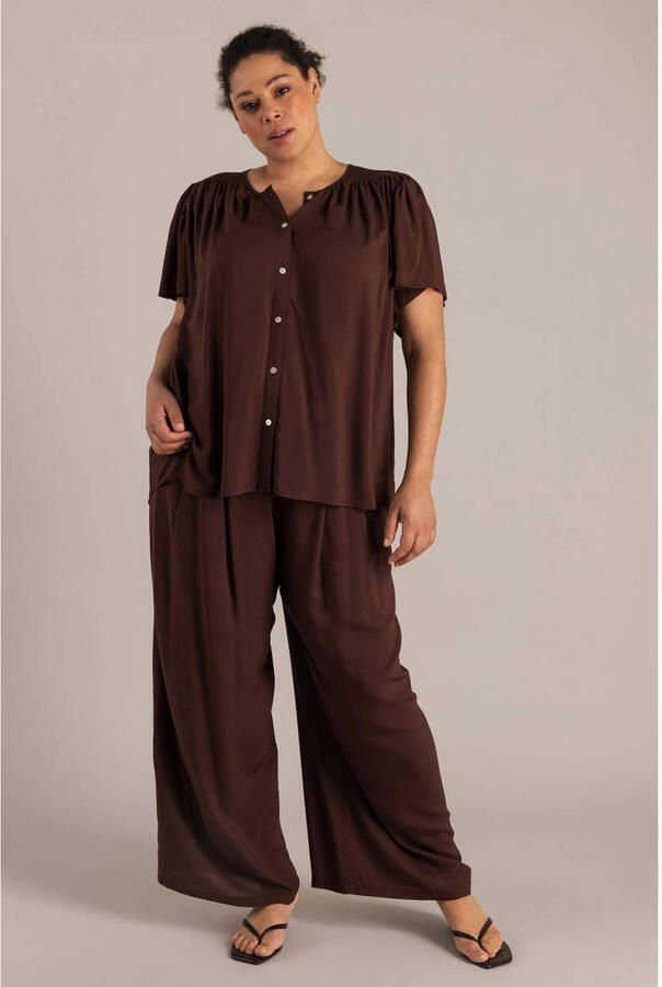 Yest Curve straight high waist broek donkerbruin - Foto 2
