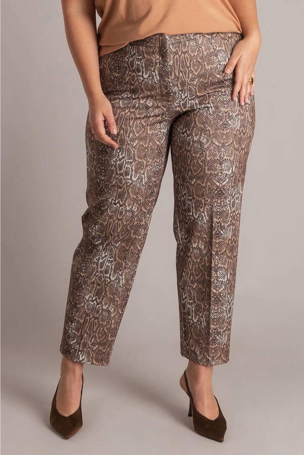 Yest Curve straight regular waist cropped broek bruin