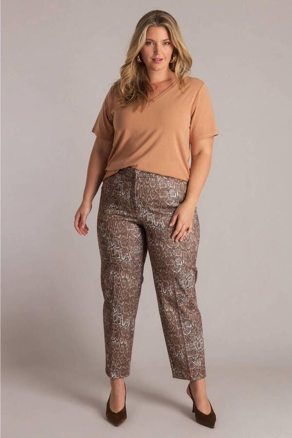 Yest Curve straight regular waist cropped broek bruin - Foto 3