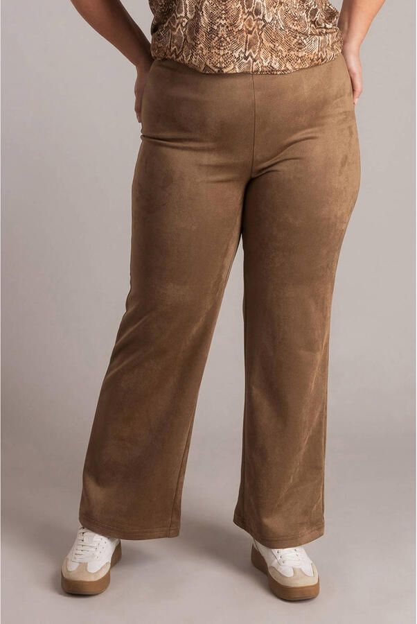 Yest Curve suedelook broek bootcut bruin