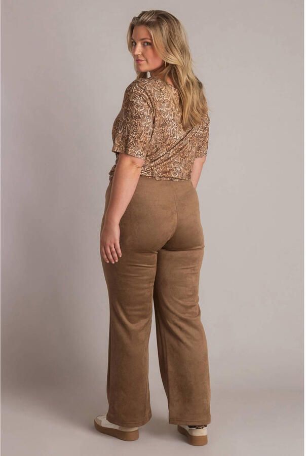 Yest Curve suedelook broek bootcut bruin - Foto 2