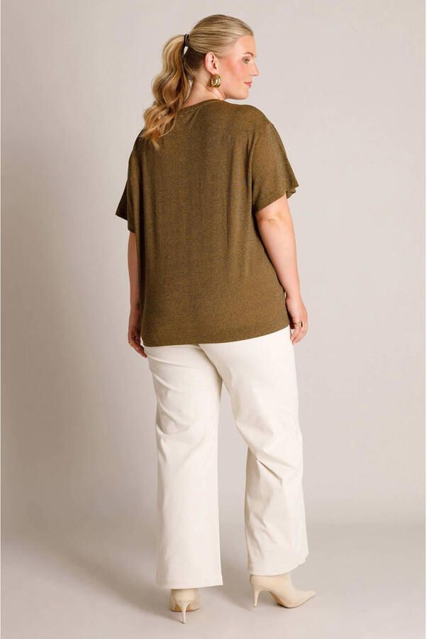 Yest Curve T-shirt met glitters Plus Size brons - Foto 2