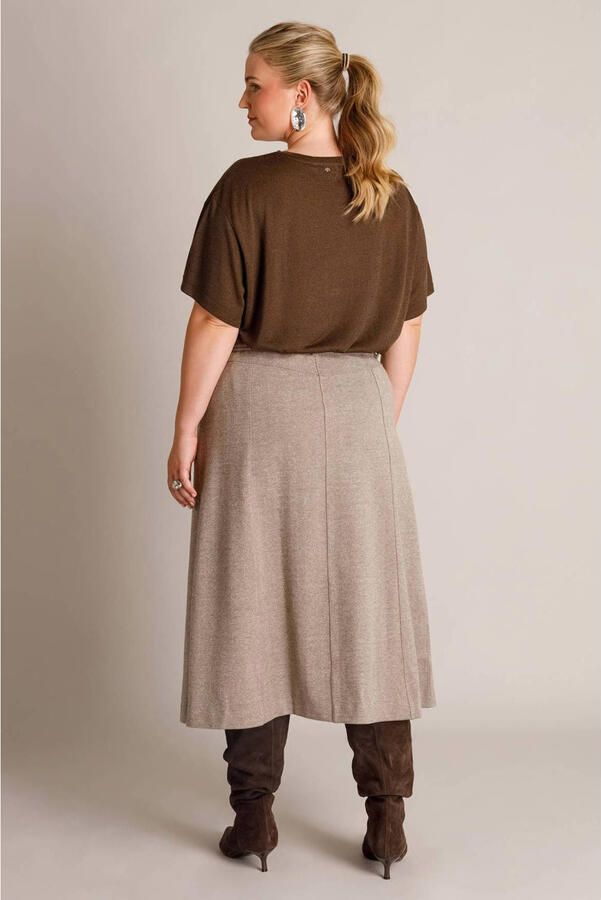 Yest Curve T-shirt met glitters Plus Size bruin - Foto 2