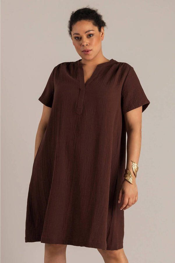 Yest Curve T-shirtjurk zomerjurk donkerbruin