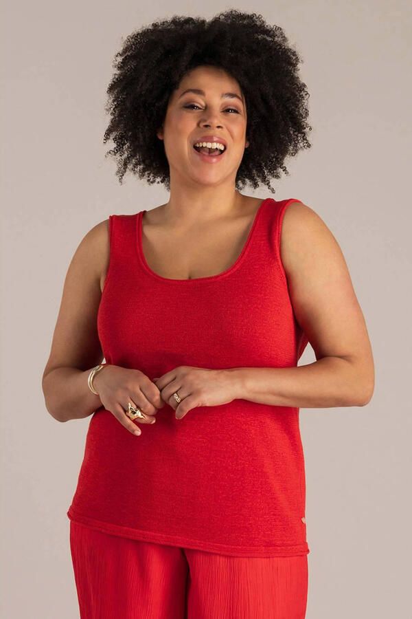 Yest Curve top fijn gebreid rood