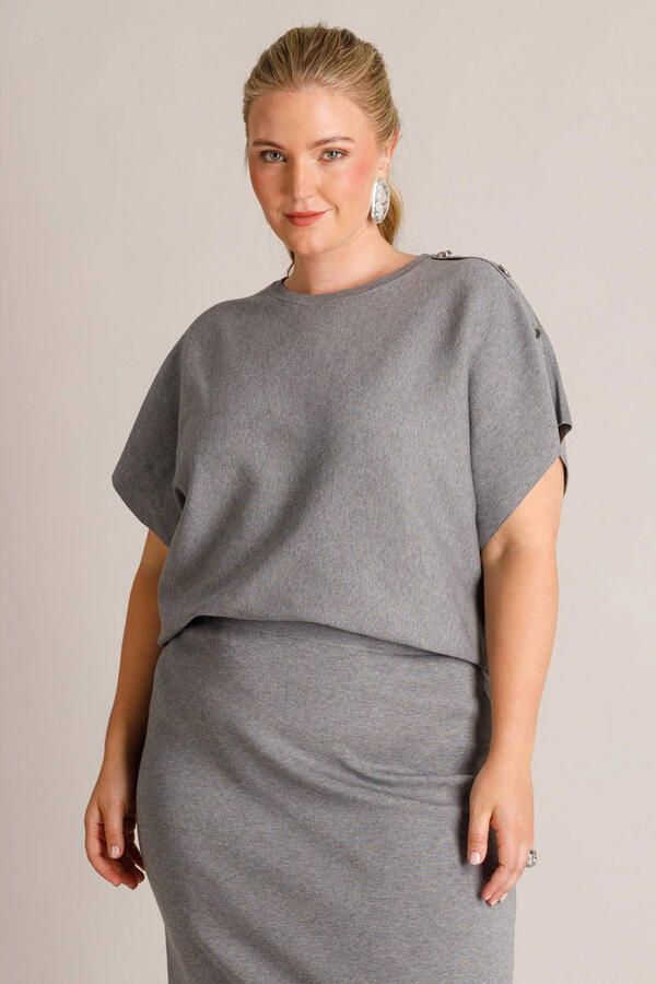 Yest Curve top Plus Size grijs
