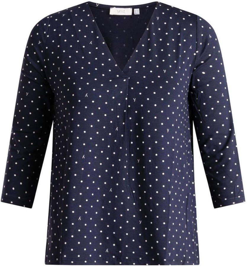 Yest Curve top Plus Size met stippen blauw