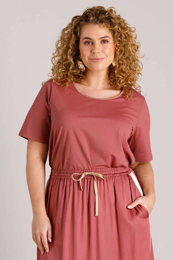 Yest Curve travelstof top oudroze met lurex - Foto 3