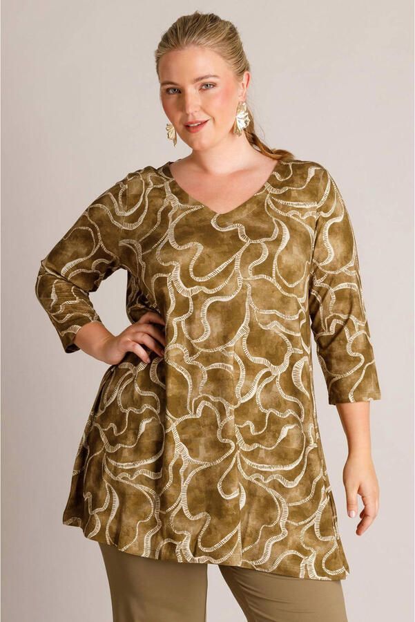Yest Curve tuniek Plus Size met print groen