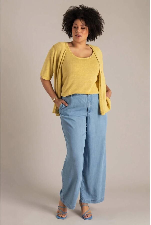 Yest Curve vest fijn gebreid geel - Foto 2