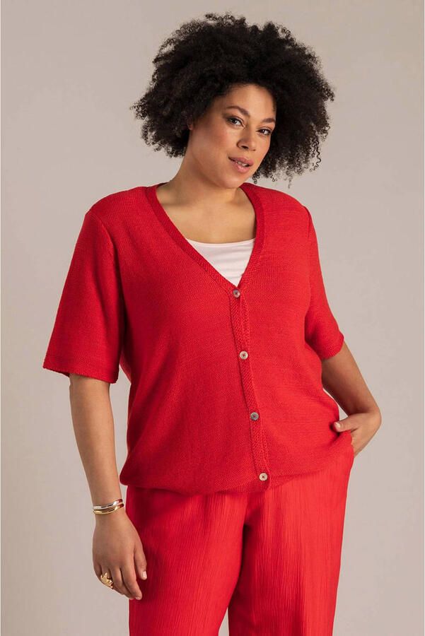 Yest Curve vest fijn gebreid rood