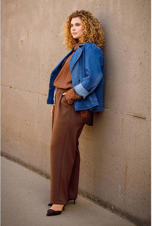 Yest Curve wide leg broek Plus Size bruin - Foto 2