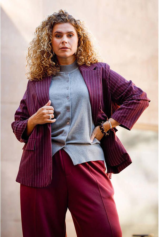 Yest Curve wide leg broek Plus Size donkerrood - Foto 3