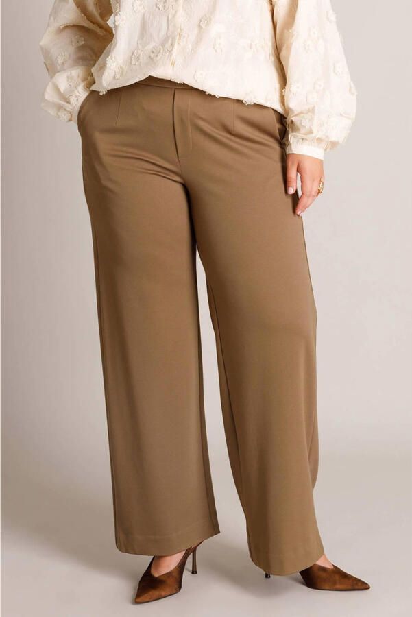 Yest Curve wide leg broek Plus Size grijsgroen