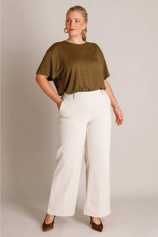 Yest Curve wide leg corduroy broek Plus Size beige - Foto 2